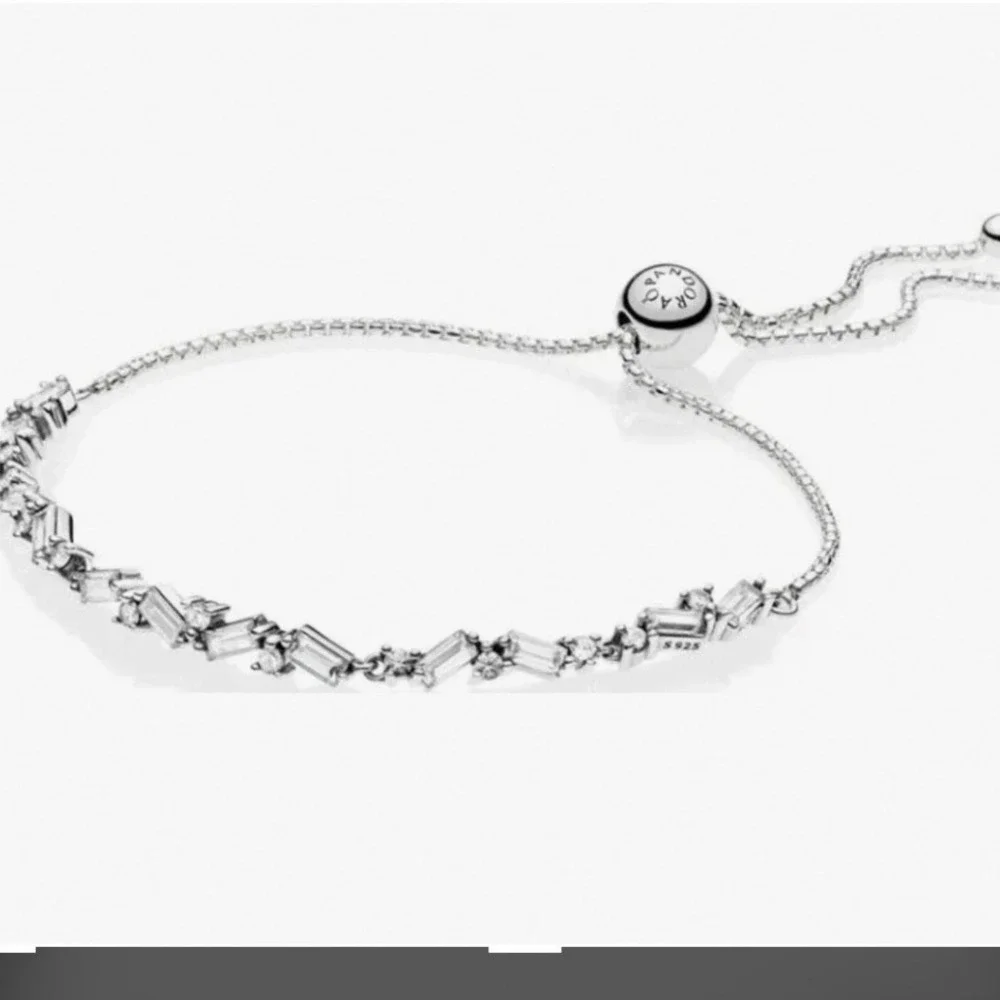 Pandora Glacial Beauty Sliding Bracelet Bolo (Item #597558CZ) Baguette Adj